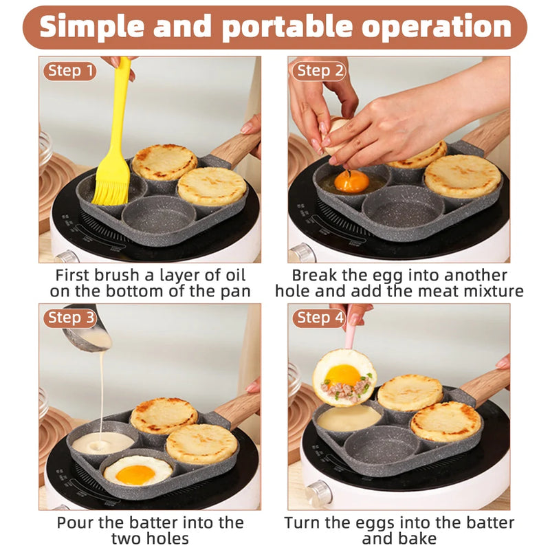 Frigideira de Ovo/Omelete, Antiaderente, 2 a 4 furos
